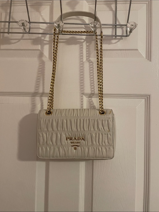 Prada Handbags - Prada Cream Quilted Chain Crossbody Bag
